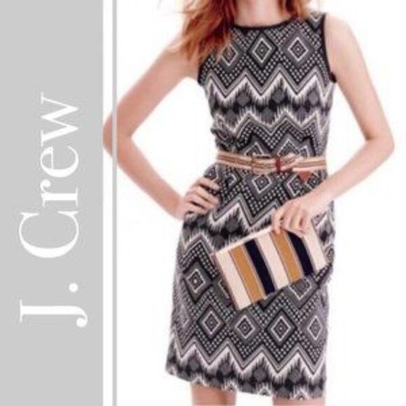 J. Crew Black Label Diamond Ikat A Line Sheath Sleeveless Dress , Size 00 - Picture 10 of 10